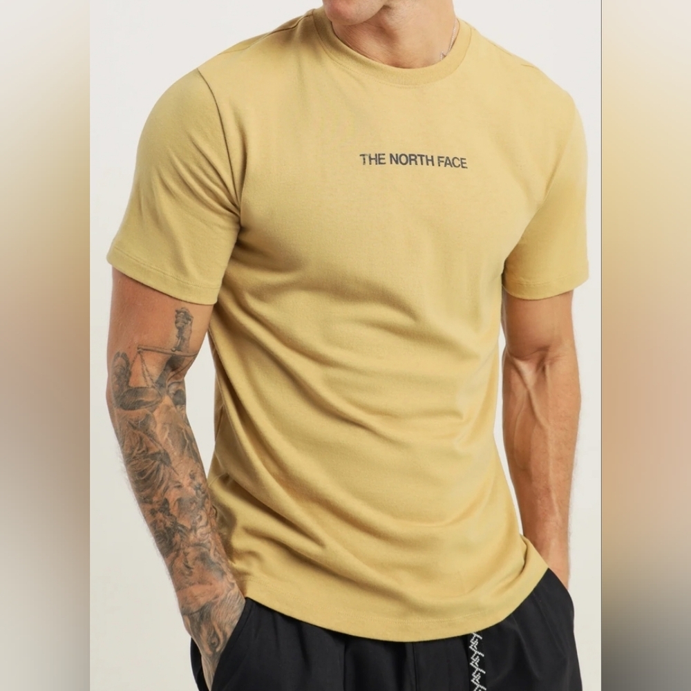 The North Face "Never Stop Exploring" Tee Shirt-Mens-Small-Tan